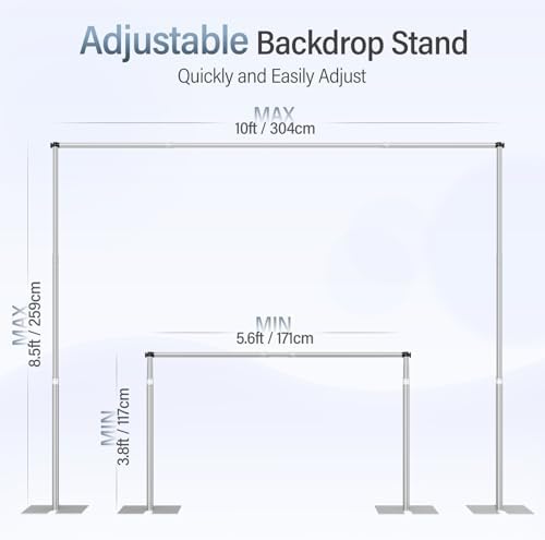 10x8.5ft Heavy Duty Backdrop Stand Adjustable Pipe and Drape Kit in 10x8.5ft, alternate view 4
