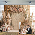 10x8 ft Bohemian Pampas Grass Flower Backdrop Retro Boho Flowers Window Photography Background Bridal Shower