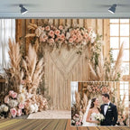 10x8 ft Bohemian Pampas Grass Flower Backdrop Retro Boho Flowers Window Photography Background Bridal Shower
