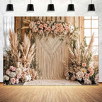 10x8 ft Bohemian Pampas Grass Flower Backdrop Retro Boho Flowers Window Photography Background Bridal Shower, alternate view