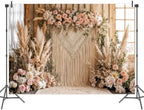 10x8 ft Bohemian Pampas Grass Flower Backdrop Retro Boho Flowers Window Photography Background Bridal Shower, alternate view