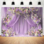 10x8 ft Purple Flower Wall Backdrop Rose Lavender Floral Wedding Bridal Photography Backdrop Girls Birthday, alternate view 2