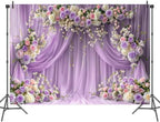10x8 ft Purple Flower Wall Backdrop Rose Lavender Floral Wedding Bridal Photography Backdrop Girls Birthday, alternate view 5