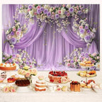 10x8 ft Purple Flower Wall Backdrop Rose Lavender Floral Wedding Bridal Photography Backdrop Girls Birthday, alternate view 7