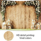 10x8 ft Wedding Wood Wall Rustic Floral Backdrop Reception Ceremony Photography Backdrop Wedding Party Bride, alternate view