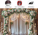 10x8 ft Wedding Wooden Backdrop Glitter White Curtain Rose Floral Wall Door Photography Backdrops Western, alternate view 7