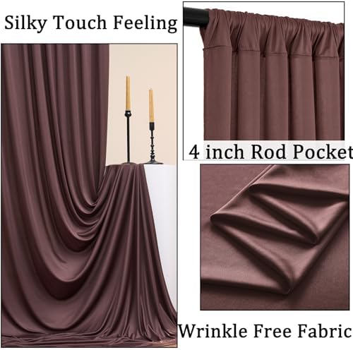 10x8 ft Wrinkle Free Brown Backdrop Curtain for Parties, Thick Polyester Photo Backdrop Drapes 2 Panels for, alternate view 2