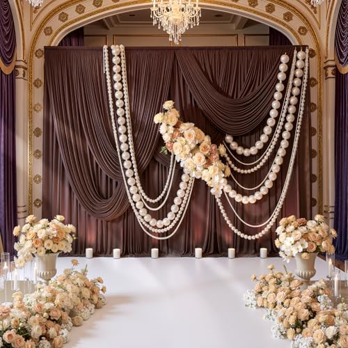 10x8 ft Wrinkle Free Brown Backdrop Curtain for Parties, Thick Polyester Photo Backdrop Drapes 2 Panels for, alternate view 3