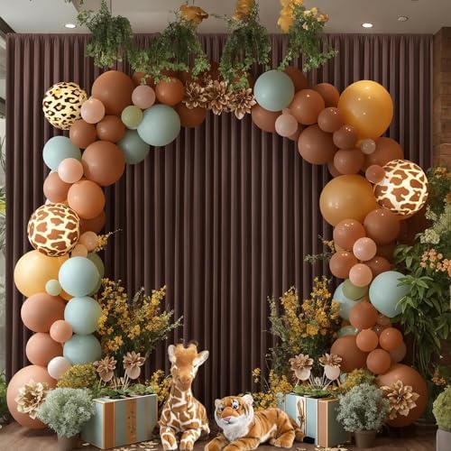 10x8 ft Wrinkle Free Brown Backdrop Curtain for Parties, Thick Polyester Photo Backdrop Drapes 2 Panels for, alternate view 4