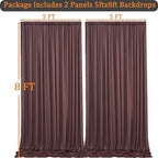 10x8 ft Wrinkle Free Brown Backdrop Curtain for Parties, Thick Polyester Photo Backdrop Drapes 2 Panels for, alternate view 6