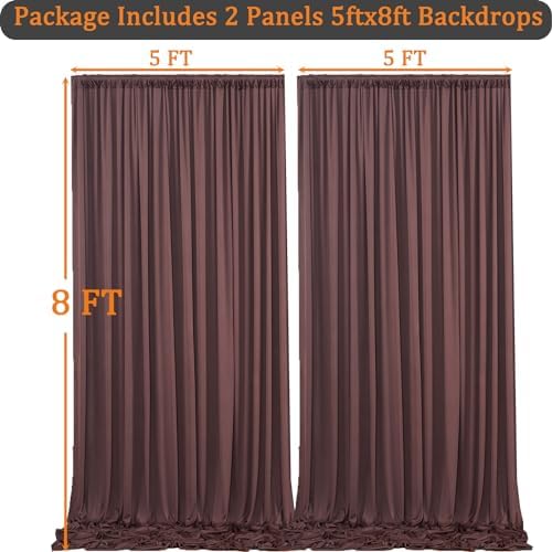 10x8 ft Wrinkle Free Brown Backdrop Curtain for Parties, Thick Polyester Photo Backdrop Drapes 2 Panels for, alternate view 6