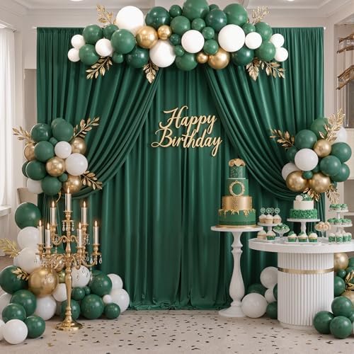 10x8 ft Wrinkle Free Hunter Green Backdrop Curtains for Parties, Thick Fabric Emerald Photo Backdrop Drapes, alternate view 5