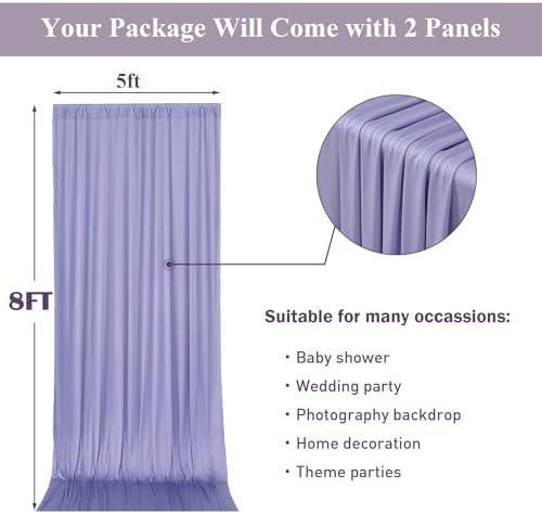 10x8 ft Wrinkle Free Lavender Light Purple Backdrop Curtain Drapes, Polyester Wedding Curtains Party Background, alternate