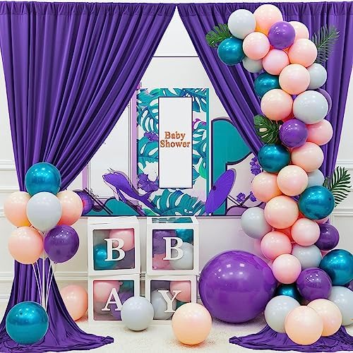 10x8 ft Wrinkle Free Purple Backdrop Curtains for Parties, Tihck Fabric Backdrop Drapes for Mermaid Birthday, alternate view