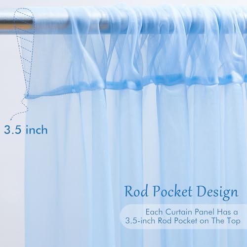 10x8ft Baby Blue Tulle Backdrop Curtain with Lights String for Parites, Sheer Photo Backdrop Curtains for, alternate view 5