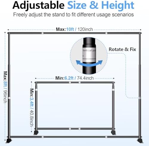 10x8FT Banner Stand, Heavy Duty Step and Repeat Stand, Black in 10x8FT in Black, alternate view 2