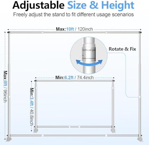 10x8FT Banner Stand, Heavy Duty Step and Repeat Stand, Silver in 10x8FT in Silver, alternate view 2