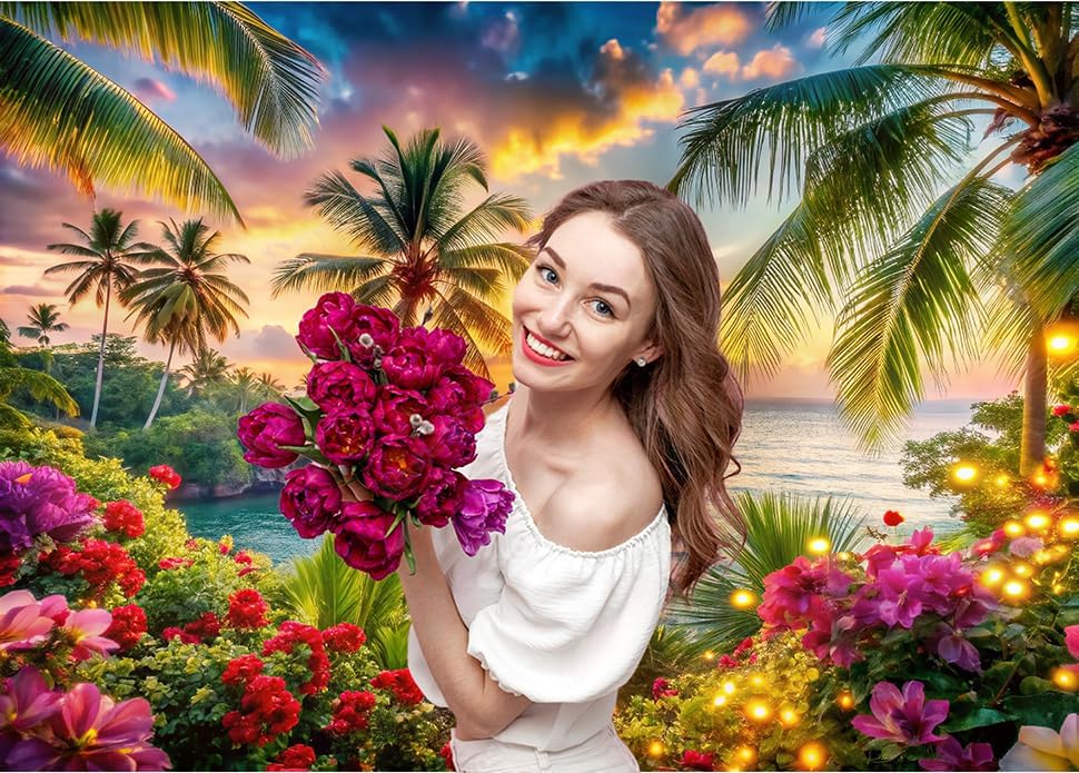 10x8ft Beach Ocean Backdrop, Cloth Fabric Summer Tropical Party Background for Indoor and Outdoor Decoration, alternate view