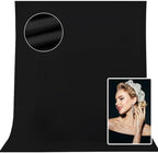 10x8ft Black Backdrop Background for Photography, High Density Polyester Fabric Photo Backdrop Curtain for