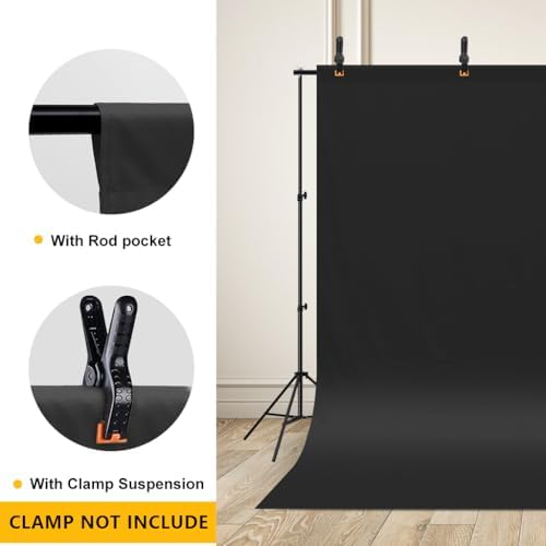 10x8ft Black Backdrop Background for Photography, High Density Polyester Fabric Photo Backdrop Curtain for, alternate view 4