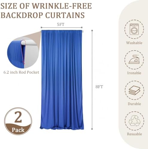 10x8FT Blue Backdrop Curtains for Wedding Parties, Ultra Drapey & Silky Drapes for Backdrop Skin-Friendly & Soft, alternate