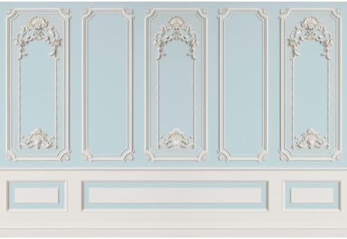 10x8ft Blue White Vintage Room Inside Backdrop European Frame Modern House French Castle Cementery Wall Retro