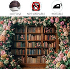 10X8FT Bookshelf Flower Photography Backdrop Vintage Bookcase Magic Books Ancient Library Wall Background Flower, alternate
