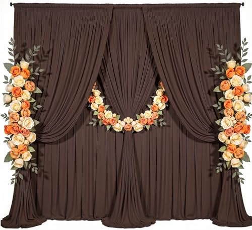 10x8ft Brown Backdrop Curtain for Parties Wrinkle Free Fabric Backdrop Curtain Wedding Photo Backdrop Drapes for, alternate