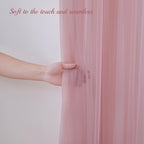 10x8ft Dusty Rose Tulle Backdrop Curtain with Lights String for Parites, Sheer Backdrop Curtains for Wedding, alternate view