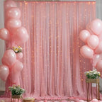 10x8ft Dusty Rose Tulle Backdrop Curtain with Lights String for Parites, Sheer Backdrop Curtains for Wedding, alternate view