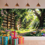 10X8ft Enchanted Forest Fairy Library Backdrop Fairy Tale Magic Bookshelf Garden Floral Butterfly Photography, alternate view
