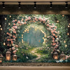 10x8ft Enchanted Forest Wedding Photography Backdrop Wonderland Roses Fairy Tale Backdrop Pink Flower Birthday, alternate