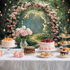 10x8ft Enchanted Forest Wedding Photography Backdrop Wonderland Roses Fairy Tale Backdrop Pink Flower Birthday, alternate