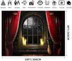 10x8ft Halloween Backdrop Haunted House Background Halloween Party Decoration Banner F82 in 10X8FT in Red, alternate view 2
