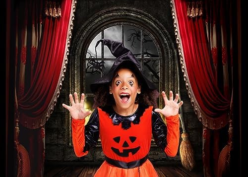 10x8ft Halloween Backdrop Haunted House Background Halloween Party Decoration Banner F82 in 10X8FT in Red, alternate view 3