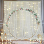 10x8ft Ivory Tulle Backdrop Curtain with Lights String for Parites, Sheer Photo Backdrop Curtains with Lights, alternate view