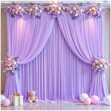 10x8ft Lavender Backdrop Curtains, Wrinkle Free Lilac Drapes for Backdrop, Photo Backdrop Drapes for Wedding, alternate view