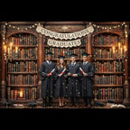 10X8ft Library Bookshelf Backdrop Retro Library Office Study Bookshelf Scene Photography Background Home Office, alternate