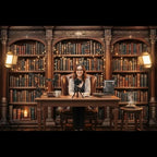 10X8ft Library Bookshelf Backdrop Retro Library Office Study Bookshelf Scene Photography Background Home Office, alternate
