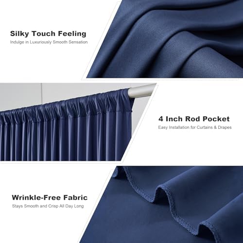 10x8ft Navy Blue Backdrop Curtains for Parties, 2 Panels 5x8ft Wrinkle-Free Polyester Background Curtains for, alternate view