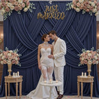 10x8ft Navy Blue Backdrop Curtains for Parties, 2 Panels 5x8ft Wrinkle-Free Polyester Background Curtains for, alternate view