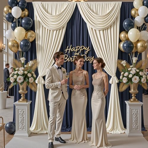 10x8ft Navy Blue Backdrop Curtains for Parties, 2 Panels 5x8ft Wrinkle-Free Polyester Background Curtains for, alternate view