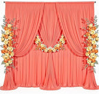 10x8ft Orange Backdrop Curtain for Parties Wrinkle Free Fabric Backdrop Curtain Wedding Photo Backdrop Drapes, alternate view
