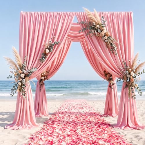 10x8FT Pink Backdrop Curtains for Wedding Parties, Ultra Drapey & Silky Drapes for Backdrop Skin-Friendly & Soft, alternate