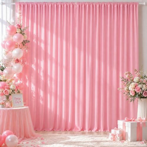 10x8FT Pink Backdrop Curtains for Wedding Parties, Ultra Drapey & Silky Drapes for Backdrop Skin-Friendly & Soft, alternate