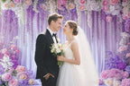 10X8ft Purple Flower Wall Backdrop Romantic Floral Wedding Photography Background for Wedding Bridal Shower, alternate view 2