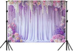 10X8ft Purple Flower Wall Backdrop Romantic Floral Wedding Photography Background for Wedding Bridal Shower, alternate view 4