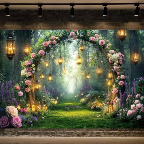 10x8ft Purple Flower Wedding Photography Backdrop Lavender Floral Wedding Bridal Photography Backdrop, alternate view 5