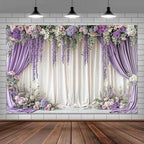 10X8ft Purple Wisteria Flower Wedding Backdrop Purple Floral Curtain Background for Bridal Shower Birthday Party, alternate