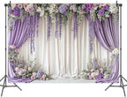 10X8ft Purple Wisteria Flower Wedding Backdrop Purple Floral Curtain Background for Bridal Shower Birthday Party, alternate